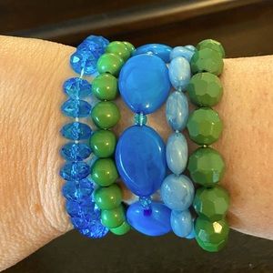 Stretch Plastic Bead Bangle Set